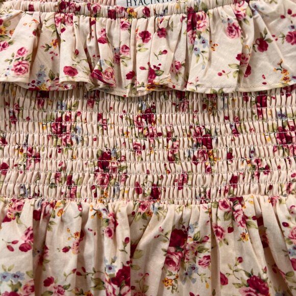 Tuckernuck Hyacinth House Addison Blouse in Cream Floral Ruffle Neck Size Medium - Picture 8 of 11